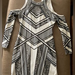 Express black,sliver, white sequin cocktail dress